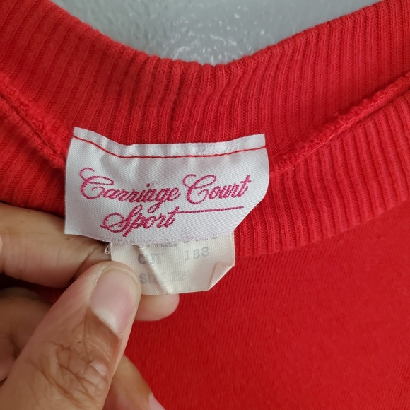 Vintage 1970s Red Carriage Court Sport Drop Waist MIdi Sweatshirt Dress Size 12 - Picture 5 of 9